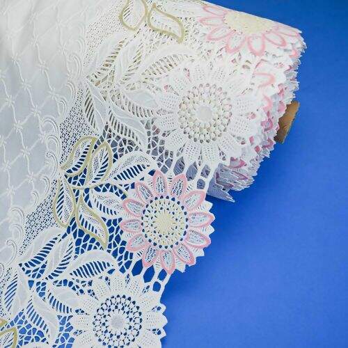 Caminho de Mesa Plástico Rendado 0,50m Largura - 1 Metro Cor: Girassol Color